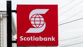 Scotiabank sign in Newfoundland, Canada. The Bank of Nova Scotia, operating as Scotiabank, is the third largest bank in Canada.