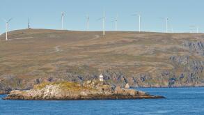 The Norsk Hydro Windmill Park On Havoya Island Within The Norwegian Arctic Circle.