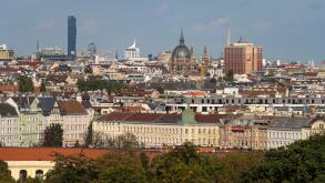 View from the Gloriette over the rooftops of Vienna, Austria, Europe