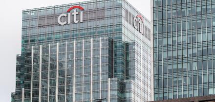 Citi building, Canary Wharf, London, one of the city's two financial centres.