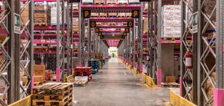Beautiful Aerial view of a logistics / industrial warehouse