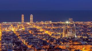 Barcelona skyline panorama at night