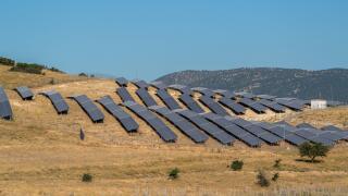 Solar energy panels installed in the fields