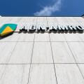 ABN AMRO sign at branch. ABN AMRO is the third-largest bank in the Netherlands.