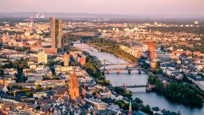 Aerial of Frankfurt Main in Germany - Europe.