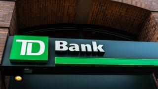 New York City, USA - August 2, 2018: Facade of a branch office of TD Bank (Toronto-Dominion Bank) in Manhattan, New York City, USA