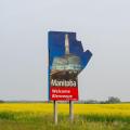 Manitoba welcome sign is seen in Manitoba, Canada