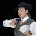 Close-up of a mime performing magic trick