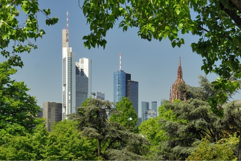 Frankfurt skyline banks green from Adobe 20Apr20 575x375