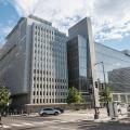 World Bank Headquarters Building, Washington, DC.  Bank's two stated goals are to end extreme poverty, and promote shared prosperity in a sustainable