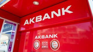 Antalya, Turkey - January 18, 2020: Automated teller machine, atm from turkish bank akbank on a street in antalya, turkey.