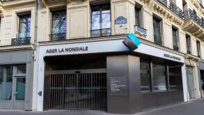 Exterior view of the building housing the headquarters of AG2R La Mondiale, a French multinational non-profit insurance company