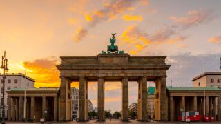 Brandenburg Gate at sunrise in Berlin, Germany, Europe