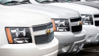 A General Motors dealer lot. 