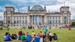 Germany, Berlin, cloudy skies over the Reichstag building