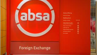 ABSA bank sign at their foreign exchange office or branch at Cape Town International airport in South Africa concept banking in Africa