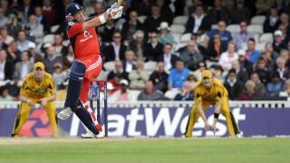 England's Matt Prior bats during the One-day International match at the Oval, London.