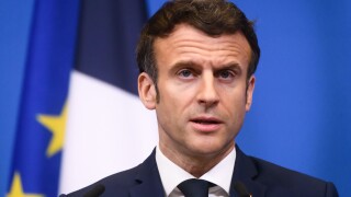 BRUSSELS, BELGIUM. 24th March 2022. Emmanuel Macron, President of France , during press conference, after NATO Extraordinary Summit. Brussels, Belgium