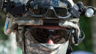 Modern American soldier in battle dress at Military Re enactment