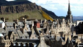 Edinburgh city old and new town with Arthur's Seat in the background