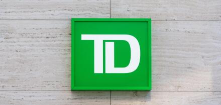 Washington, D.C. / USA - July 03 2020: Sign at the entrance of TD Bank, a subsidiary of the Canadian multinational Toronto-Dominion Bank.