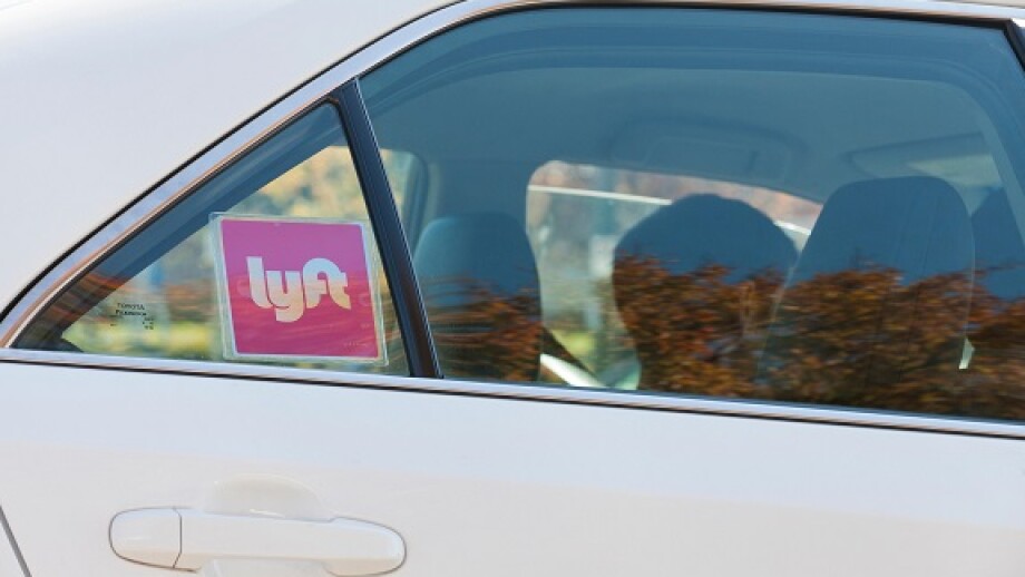 Lyft ridesharing sticker on car - Washington, DC USA
