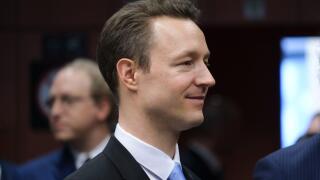 Brussels, Belgium. 20th January 2020. Finance Minister of Austria Gernot BLUMEL  attends an Eurozone Finance Ministers meeting. Credit: ALEXANDROS MICHAILIDIS/Alamy Live News