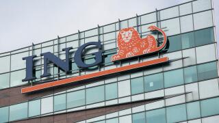 A logo sign outside of an office building occupied by the ING Group in Amsterdam, Netherlands on October 4, 2015.