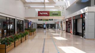 Festival Place shopping centre is completely deserted on a Saturday afternoon during the Coronavirus Covid-19 pandemic, 4th April 2020 Basingstoke, UK