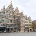 Antwerp, Belgium - 10.28.2025: Historic House Facades on Grote Markt Antwerp Belgium
