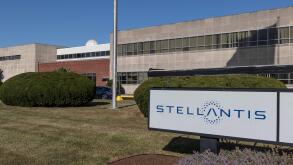 Kokomo - Circa August 2021: Stellantis logo. The Stellantis subsidiaries of FCA are Chrysler, Dodge, Jeep, and Ram.