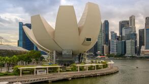 The Singapore Art Science Museum and the skyline of the Central Business District (CBD), Singapore