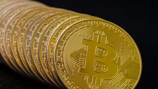 Gold coloured Bitcoins. the cryptocurrency which has made spectacular gains in 2017, then 2018 bitcoin price crash.