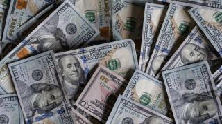 One hundred dollars banknotes. Official currency of the United States of America. 100 USD notes, American US dollar paper bills obverse.