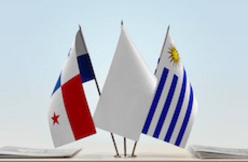 Panama, Uruguay, flags, LatAm