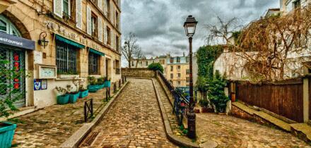 Rue Poulbot, Montmarte, Paris, France.