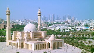 Stunning Aerial View of the Al Fateh Grand Mosque of Manama, the