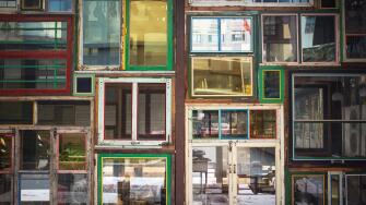 chinese old wooden windows wall