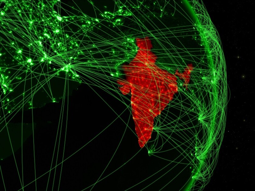 India on green Earth