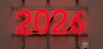 Realistic neon sign with 2026 number. New year concept. 3d illustration.