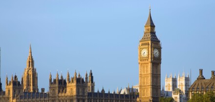 UK London Big Ben and Westminster bridge viewed over the river Thames