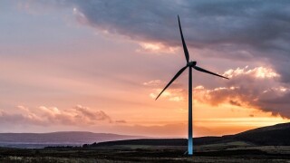 Images from the Dunbeg Wind Farm at sunset.