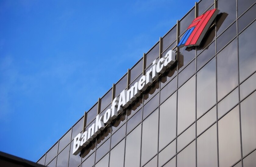 Bank of America logo, North Beverly Drive, Beverly Hills, Los Angeles, California, United States of America. Image shot 2009. Exact date unknown.