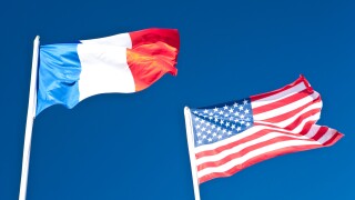 American and French flags