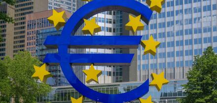 Frankfurt am Mian, Germany - May 31, 2025: The Famous Big Euro Sign at the European Central Bank