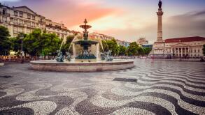 Lisbon, Portugal at Rossio Square.