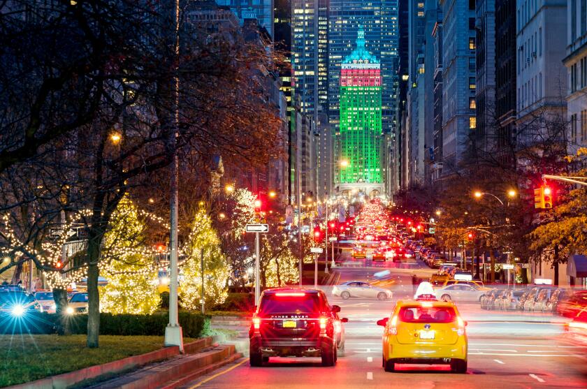 Christmas New York Park Avenue Decorations New York City Christmas Lights Trees Traffic