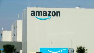 Amazon Warehouse Building, Logistics Distribution Center, and Amazon Prime Truck