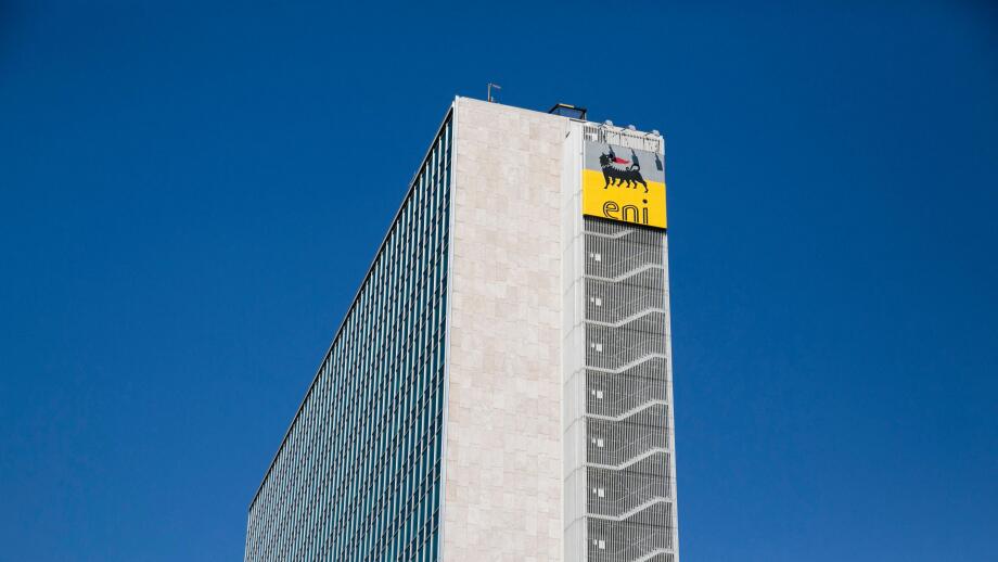 A logo sign outside of the headquarters of Eni S.p.A. in Rome, Italy on September 2, 2016.