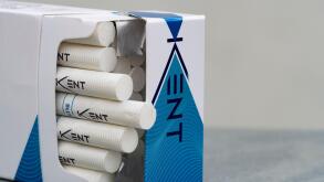 In this photo illustration, a pack of Kent Blue Cigarettes, made by British American Tobacco with a government warning 'Smoking Kills' seen displayed. (Photo by Igor Goiovniov / SOPA Images/Sipa USA)